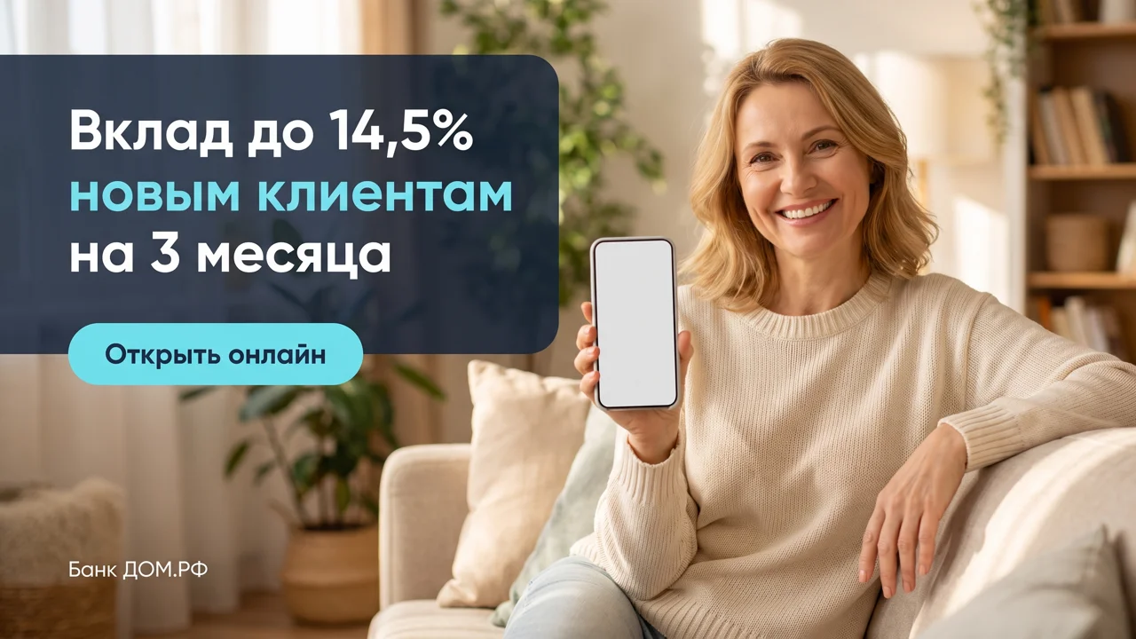 Банк ДОМ.РФ: вклад до 14,5 % годовых на три месяца для новых клиентов, открыть онлайн