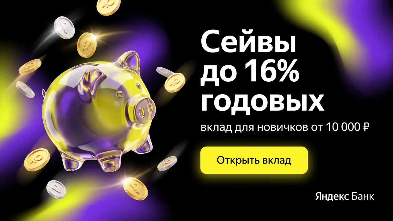 Яндекс Банк: Сейвы до 16 % годовых, вклад для новичков от 10 000 ₽